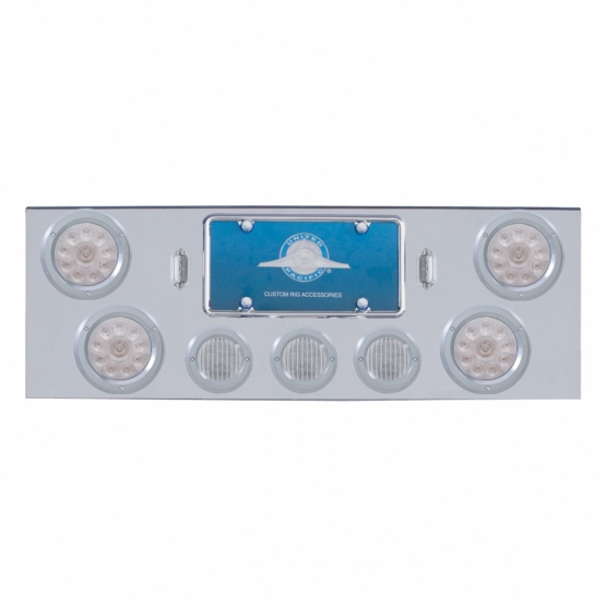 CR Rear Center Panel With 4X 10 LED 4" Lights & 3X 13 LED 2.5" Lights & Bezel -Red LED/Clear Lens