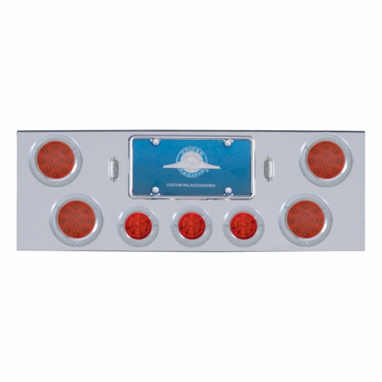CR Rear Center Panel With 4X 12 LED 4" Reflector Lights & 3X 13 LED 2.5" Beehive Lights -Red LED & Lens