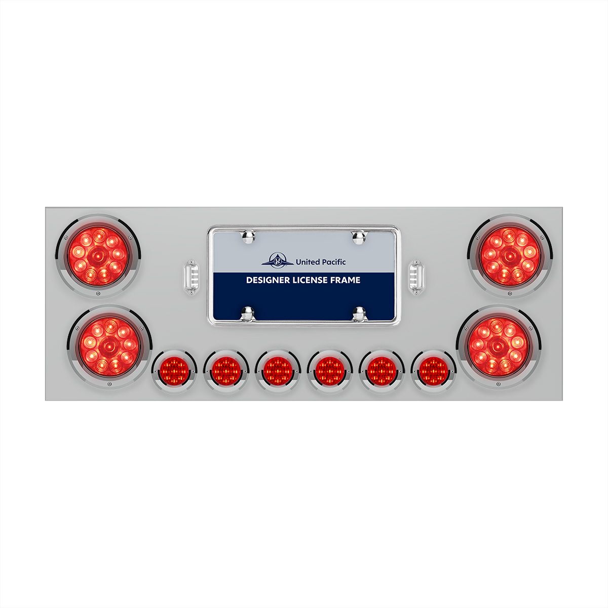 SS Rear Center Panel With 4X 10 LED 4" Lights & 6X 9 LED 2" Lights -Red LED & Lens