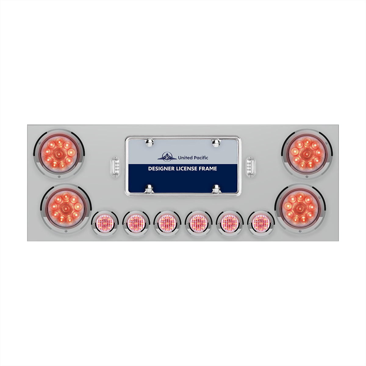 SS Rear Center Panel With 4X 10 LED 4" Lights & 6X 9 LED 2" Lights -Red LED/Clear Lens - Thumbnail 5