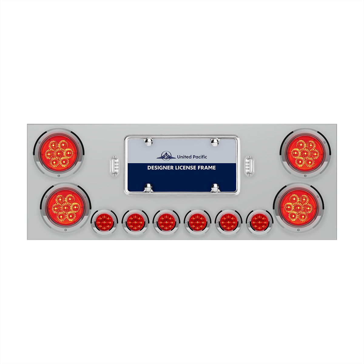 SS Rear Center Panel With 4X 7 LED 4" Reflector Lights & 6X 9 LED 2" Lights -Red LED & Lens