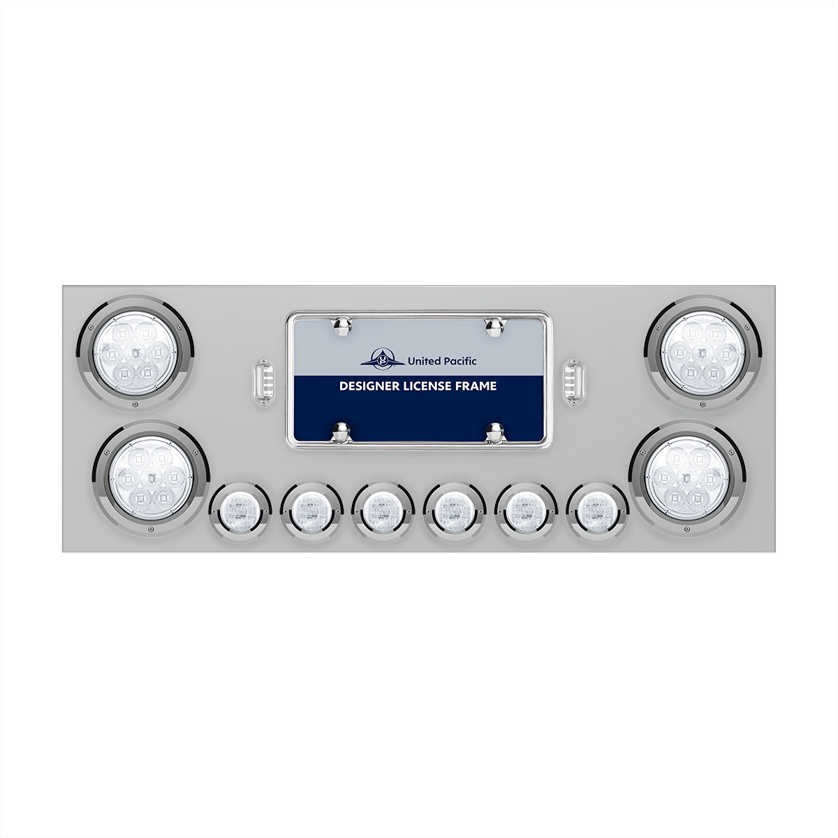 SS Rear Center Panel With 4X 7 LED 4" Reflector Lights & 6X 9 LED 2" Lights -Red LED/Clear Lens - Thumbnail 2