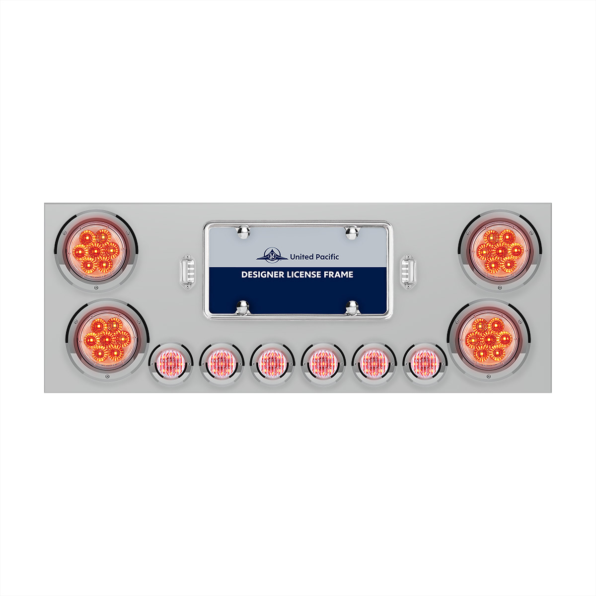 SS Rear Center Panel With 4X 7 LED 4" Reflector Lights & 6X 9 LED 2" Lights -Red LED/Clear Lens - Thumbnail 5