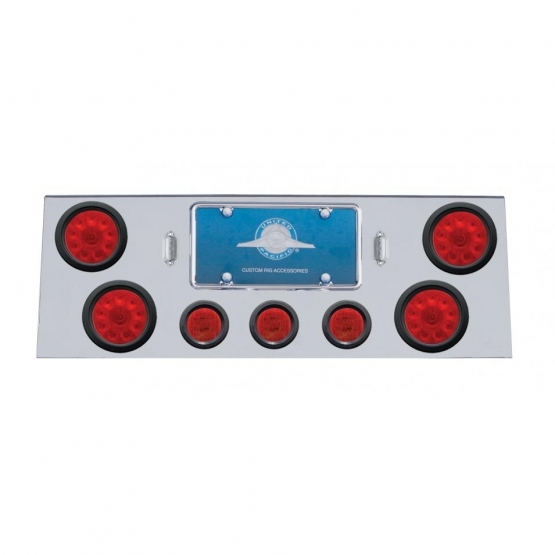 SS Rear Center Panel With 4X 10 LED 4" Lights & 3X 13 LED 2.5" Lights -Red LED & Lens
