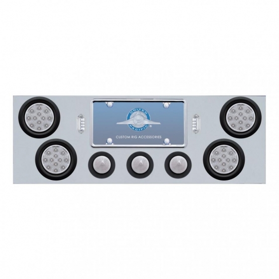 SS Rear Center Panel With 4X 12 LED 4" Reflector Light & 3X 13 LED 2.5" Beehive Light -Red LED/Clear Lens