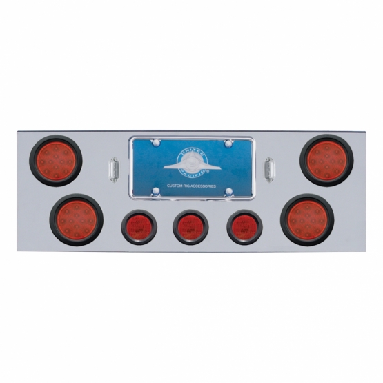 CR Rear Center Panel With 4X 12 LED 4" Reflector Lights & 3X 13 LED 2.5" Lights -Red LED & Lens