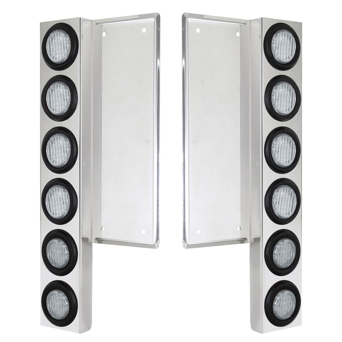 FL SS Front Air Cleaner Bracket W/12X 9 LED 2" Lights -Amber LED/Clear Lens