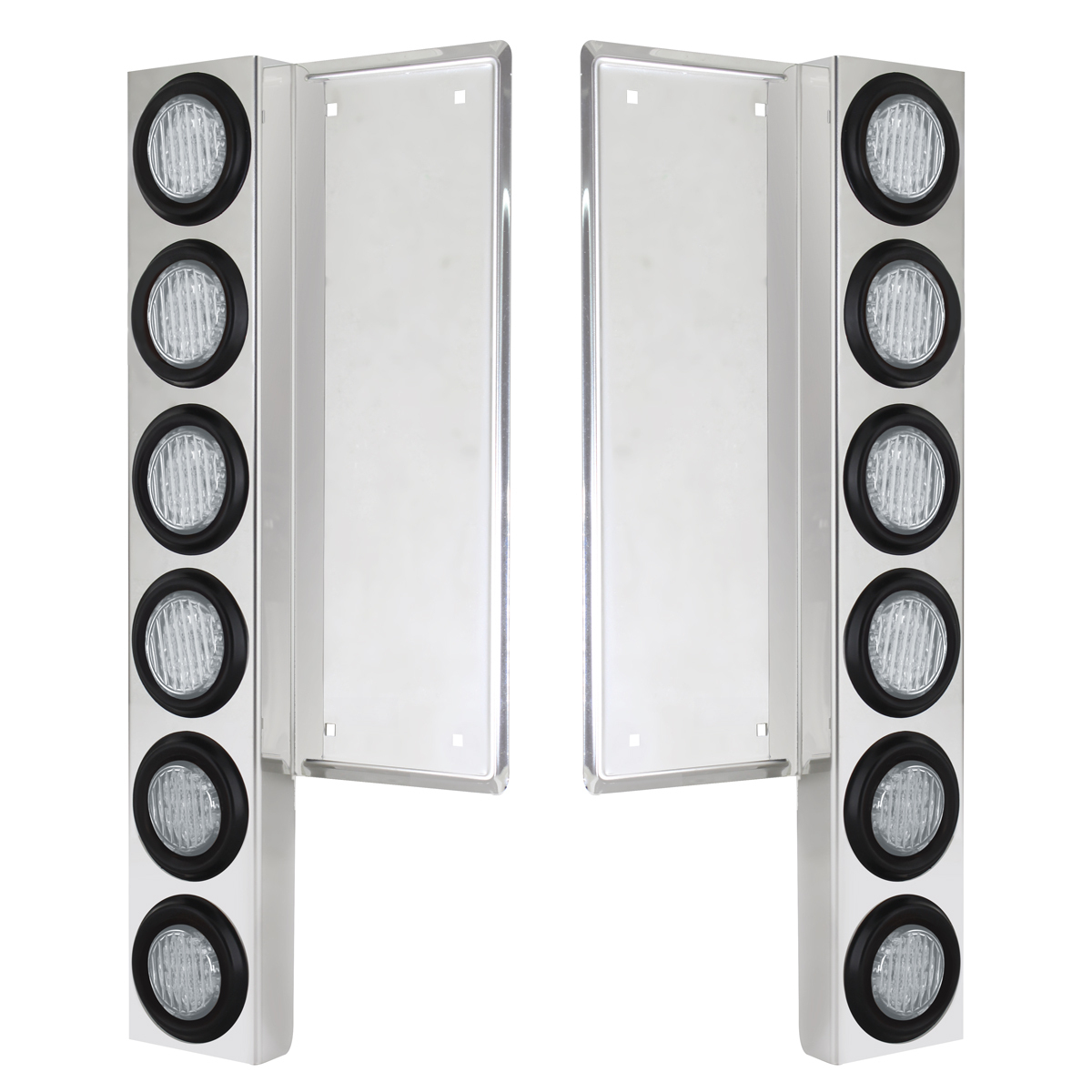 FL SS Front Air Cleaner Bracket W/12X 9 LED 2" Lights -Amber LED/Clear Lens - Thumbnail 3