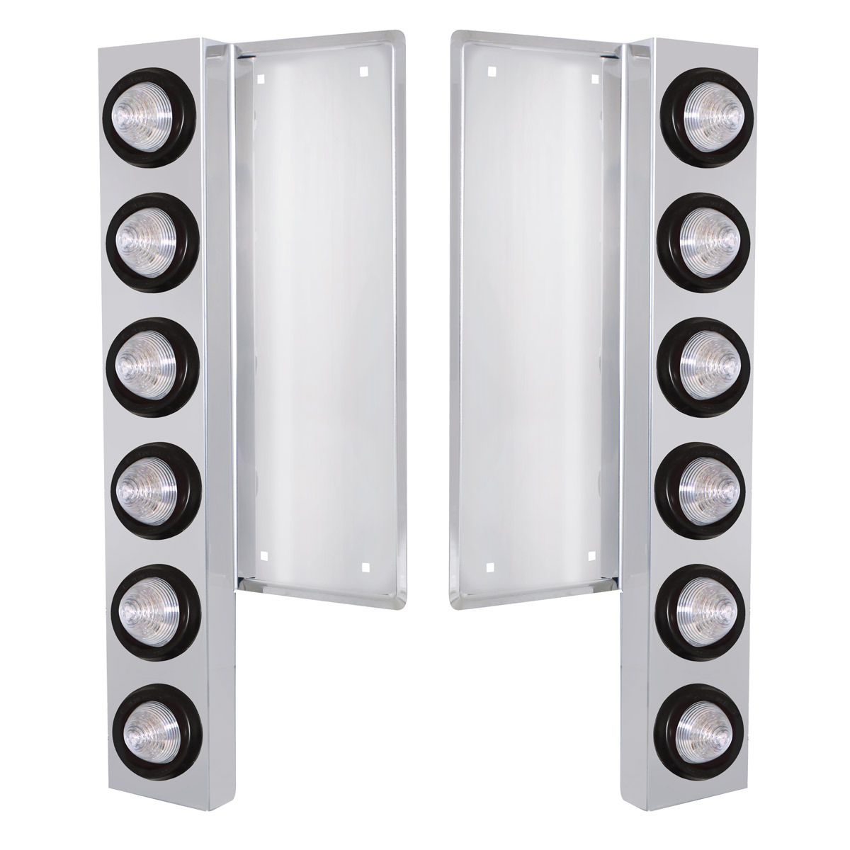 FL SS Front Air Cleaner Bracket W/12X 9 LED 2" Beehive Lights -Amber LED/Clear Lens - Thumbnail 3