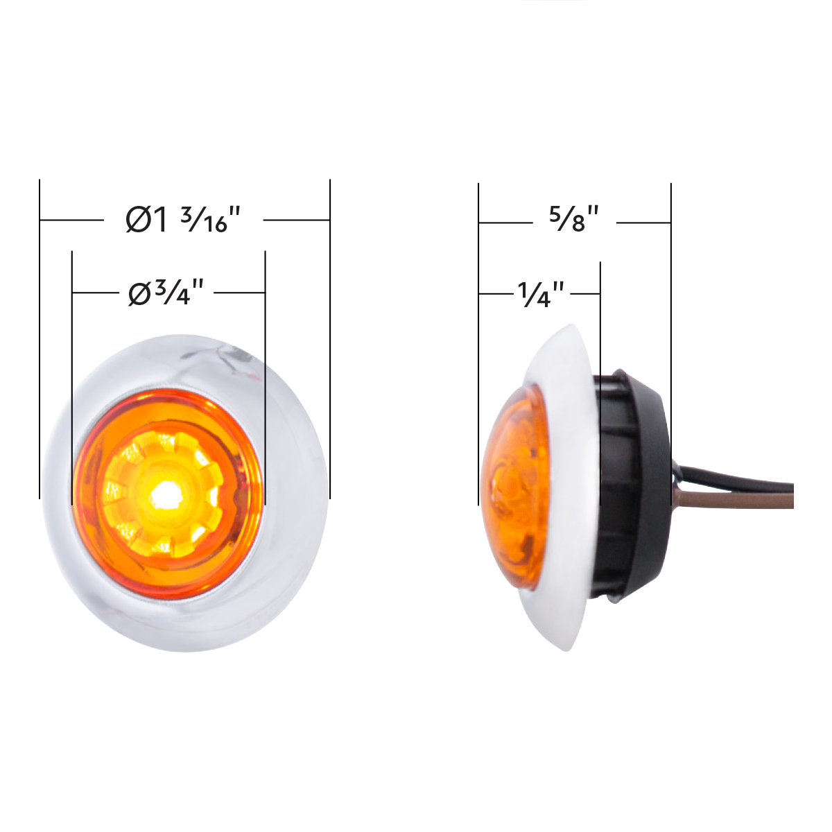 LED Dual Function ArcBlast 3/4" Mini Light (Clearance/Marker) - Amber LED/Amber Lens - Thumbnail 6