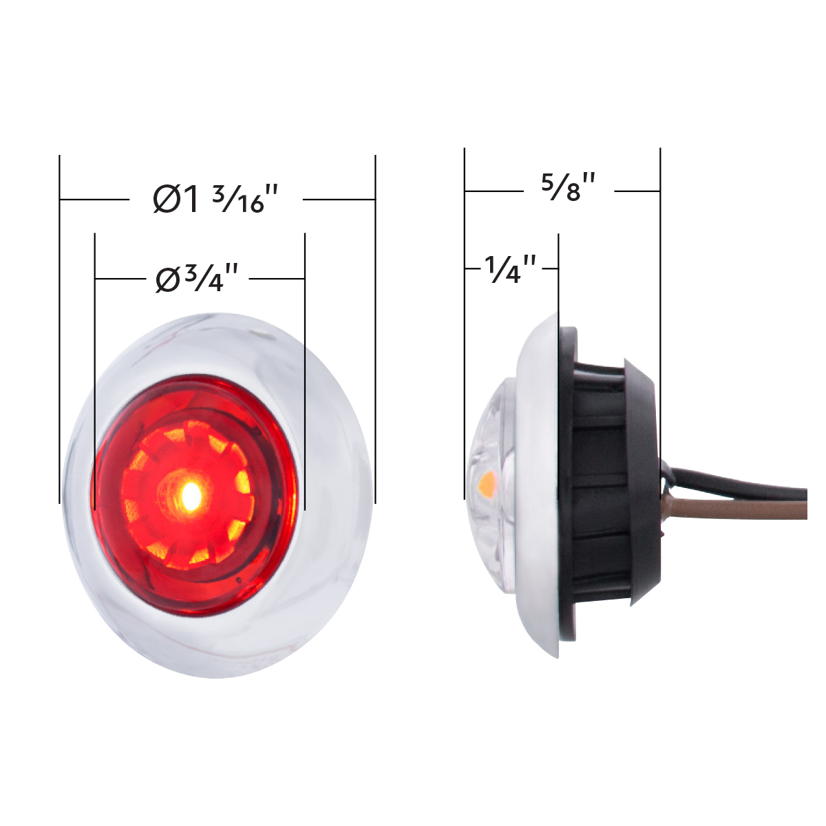 LED Dual Function ArcBlast 3/4" Mini Light (Clearance/Marker) - Red LED/Clear Lens - Thumbnail 6
