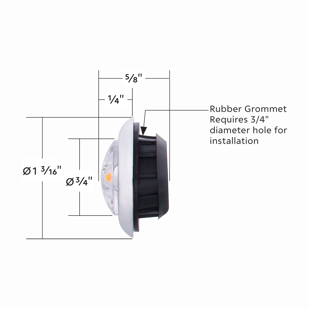 LED Single Function ArcBlast 3/4" Mini Light (Clearance/Marker) - Amber LED/Clear Lens - Thumbnail 6