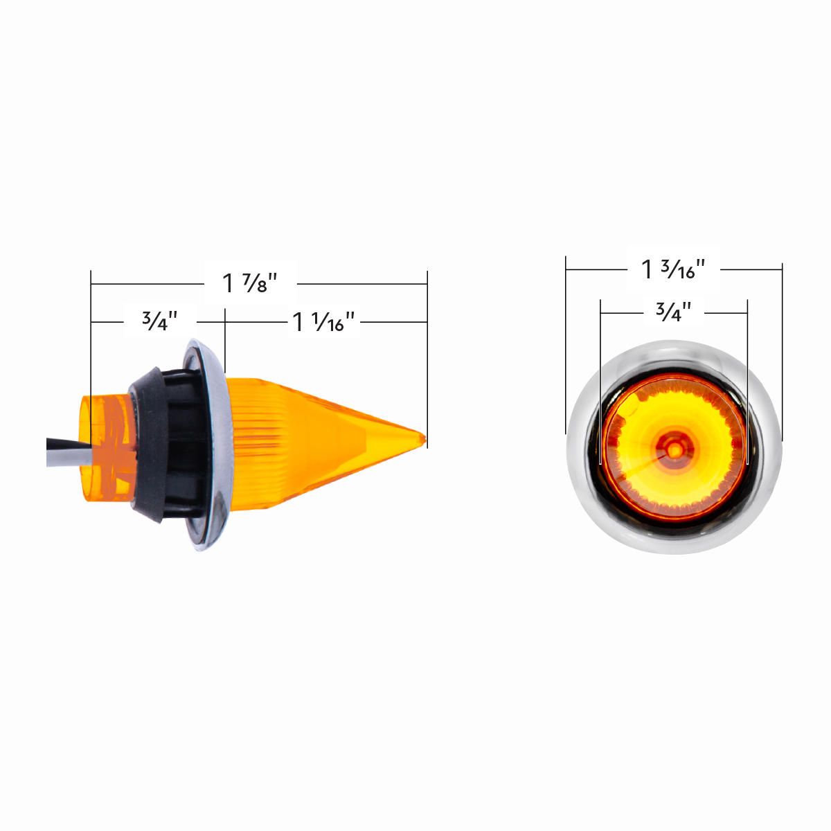 4 LED Dual Function 3/4" Mini Spike Light With SS Bezel (Clearance/Marker) - Amber LED/Amber Lens - Thumbnail 7