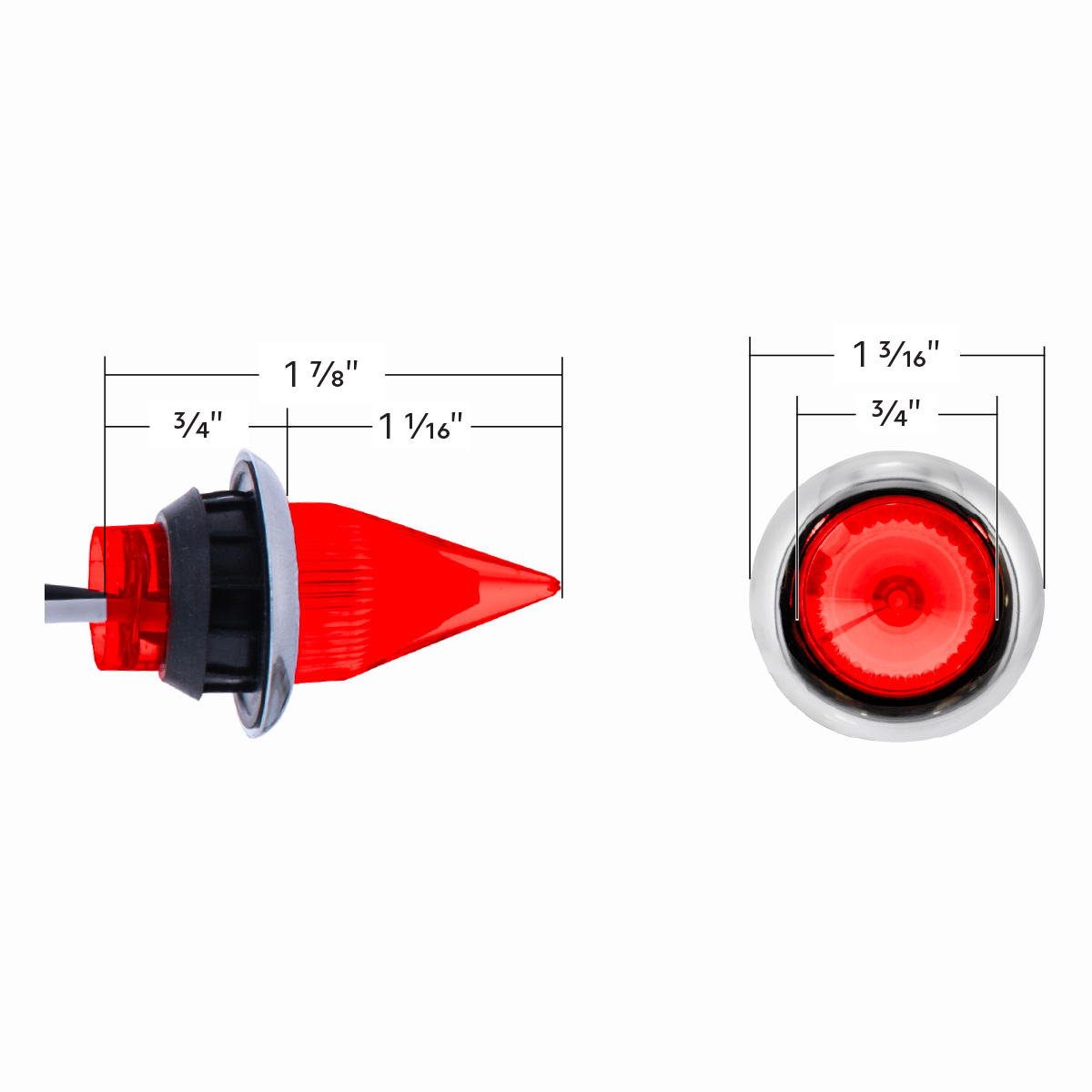 4 LED Dual Function 3/4" Mini Spike Light With SS Bezel (Clearance/Marker) - Red LED/Red Lens - Thumbnail 7