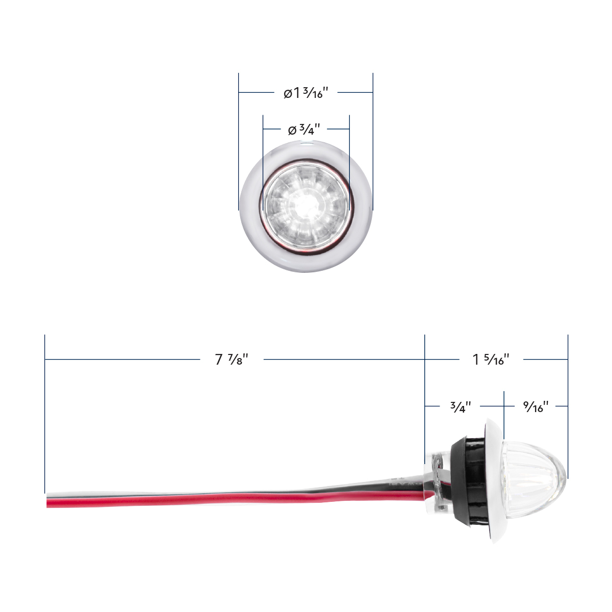 4 LED Dual Function 3/4" Mini Watermelon Light (Clearance/Marker) - White LED/Clear Lens - Thumbnail 10