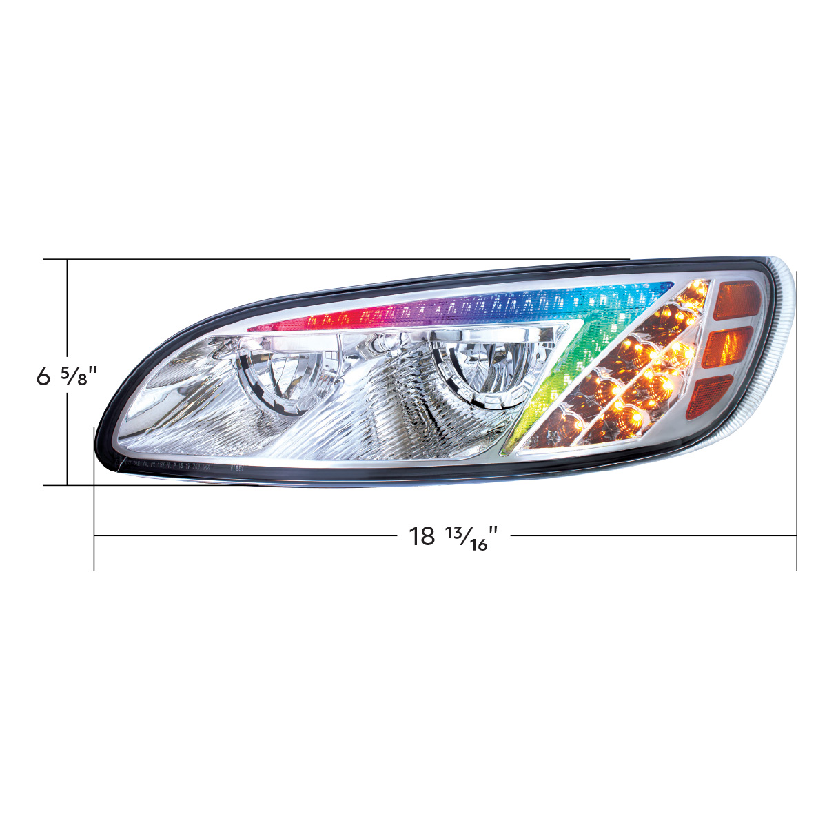Chrome LED Headlight With Color Changing Position Light Bar For Peterbilt 386 (2005-2015) & 387 (1999-2010) - Driver - Thumbnail 13