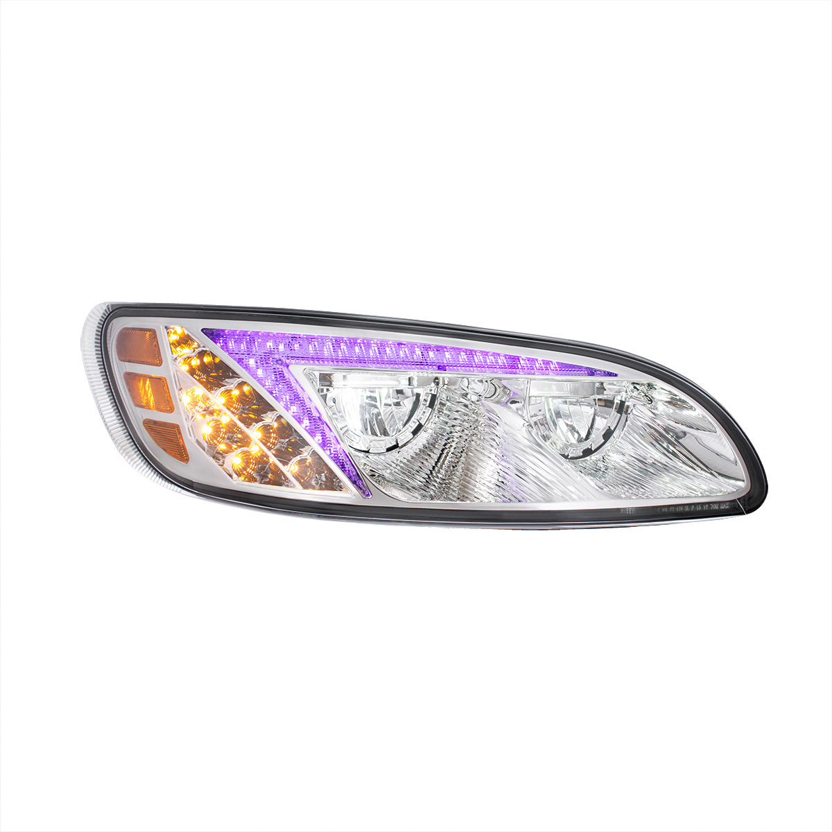 Chrome LED Headlight With Color Changing Position Light Bar For Peterbilt 386 (2005-2015) & 387 (1999-2010) - Passenger - Thumbnail 9