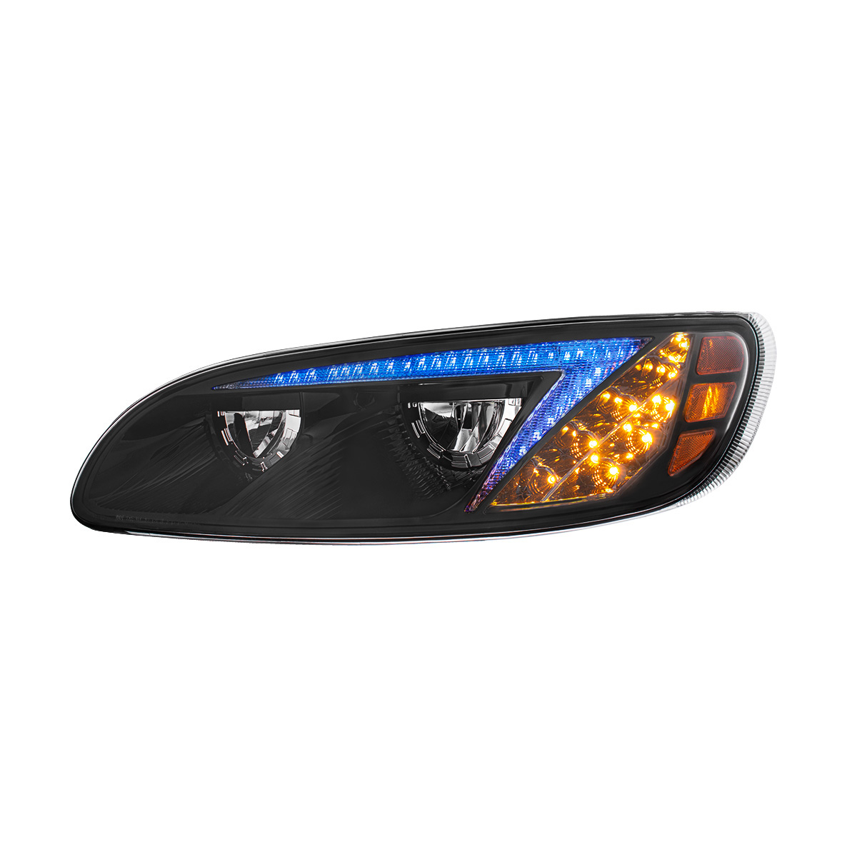 Black LED Headlight With Color Changing Position Light Bar For Peterbilt 386 (2005-2015) & 387 (1999-2010) - Driver - Thumbnail 8