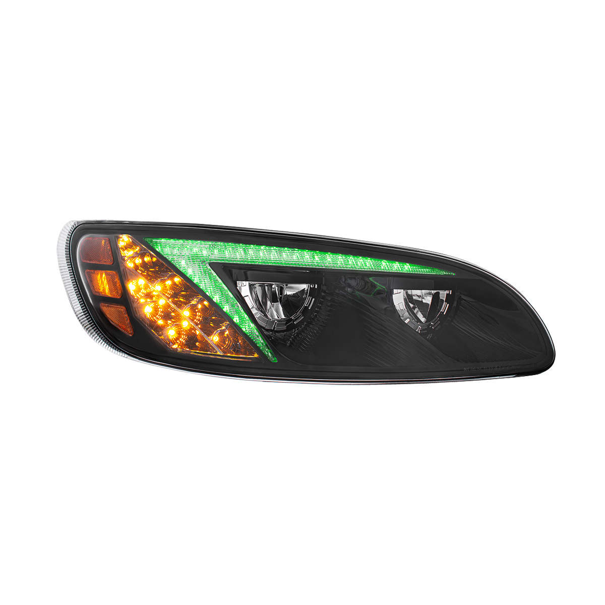 Black LED Headlight With Color Changing Position Light Bar For Peterbilt 386 (2005-2015) & 387 (1999-2010) - Passenger - Thumbnail 6