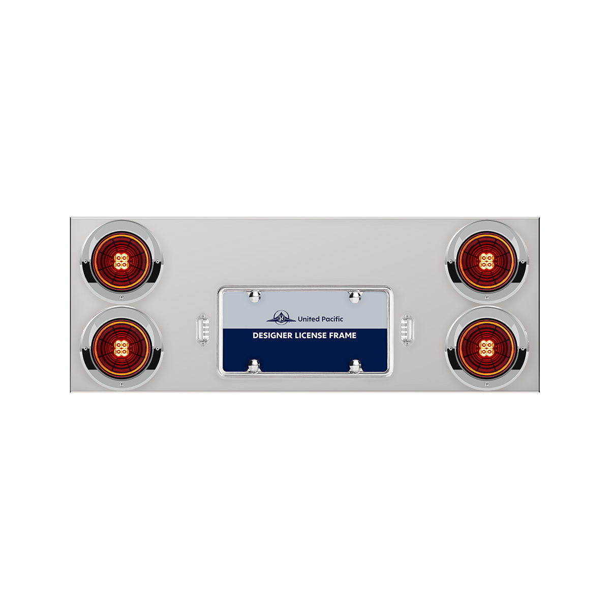 33-3/4" Stainless Rear Center Panel With 4X 13 LED 4" Abyss Lights & Visors - Red LED/Clear Lens - Thumbnail 6