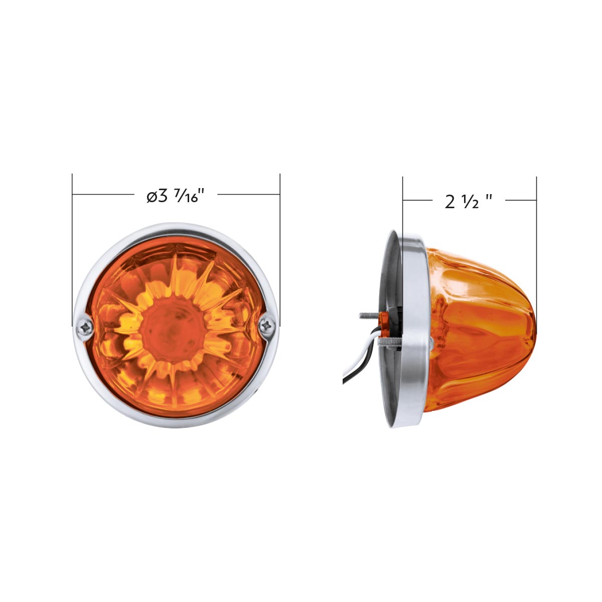 Glass Watermelon Light Kit With LED Light-Amber LED/Amber Lens - Thumbnail 7