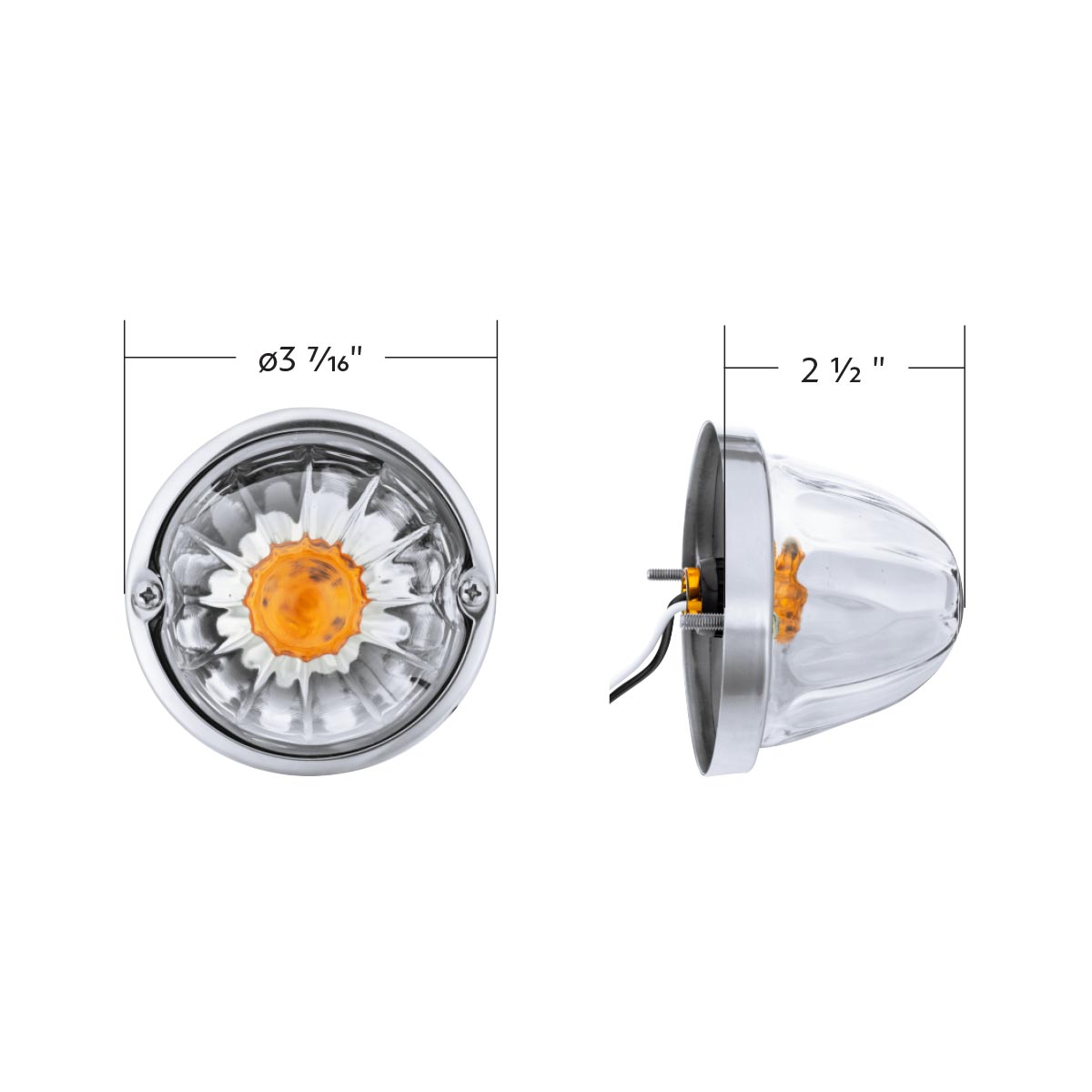 Glass Watermelon Light Kit With LED Light-Amber LED/Clear Lens - Thumbnail 7