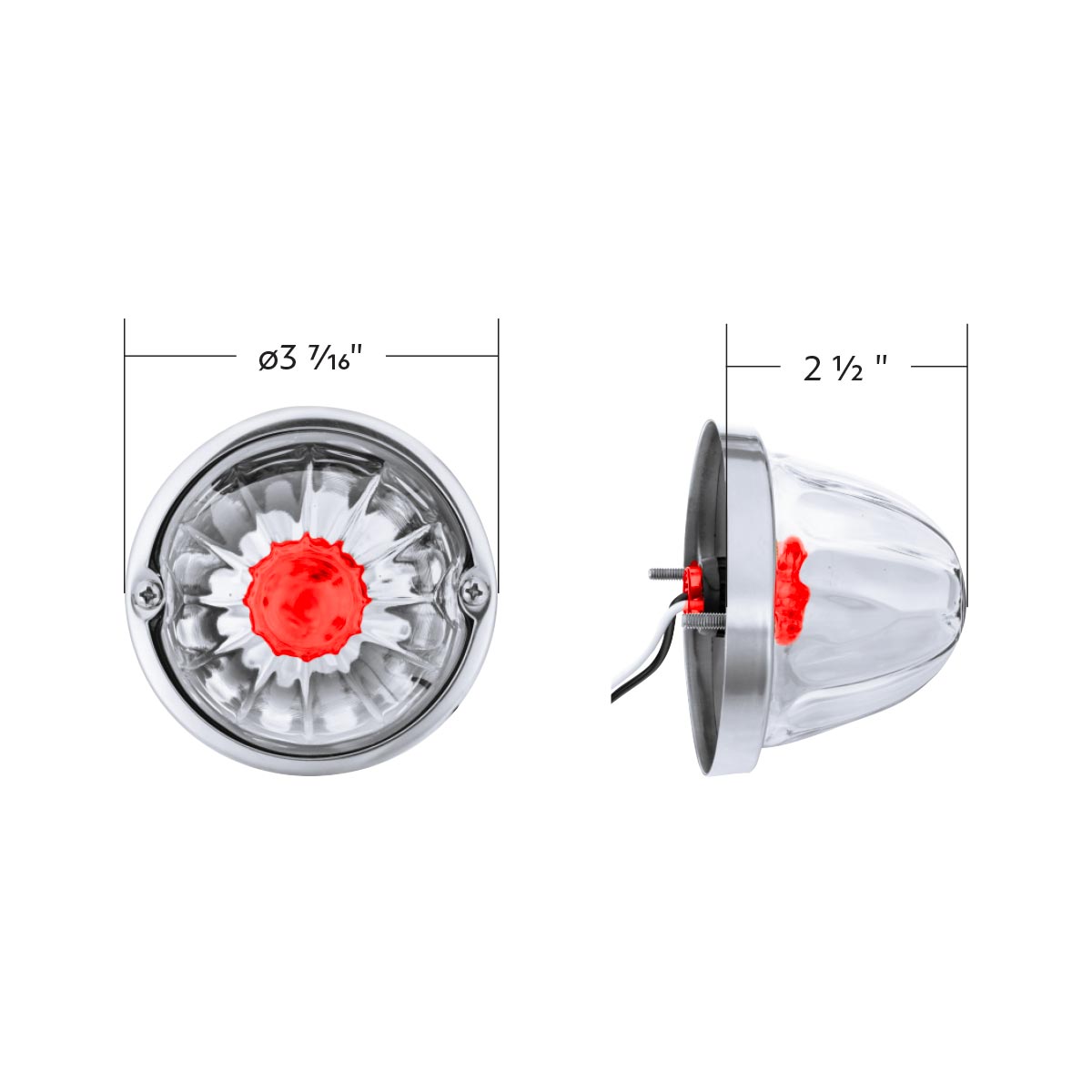 Glass Watermelon Light Kit With LED Light-Red LED/Clear Lens - Thumbnail 7