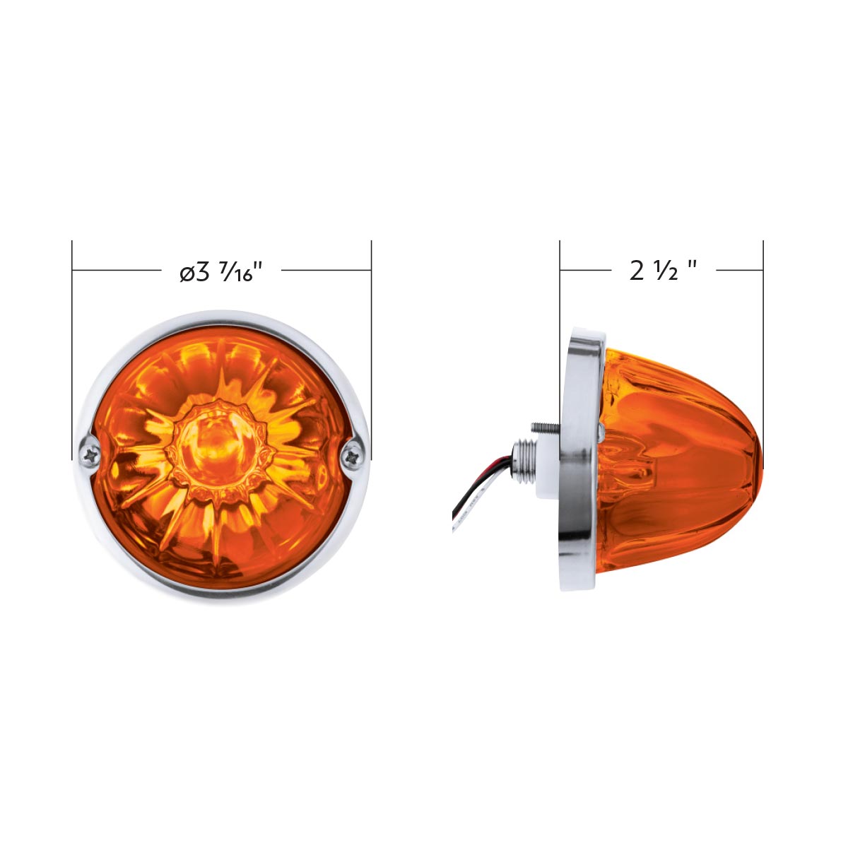 Glass Watermelon Light Kit With 2 LED Light-Amber LED/Dark Amber Lens - Thumbnail 8