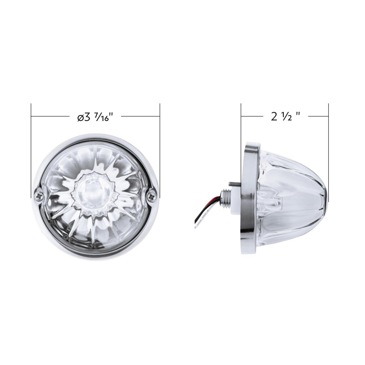 Glass Watermelon Light Kit With 2 LED Light-White LED/Clear Lens - Thumbnail 8