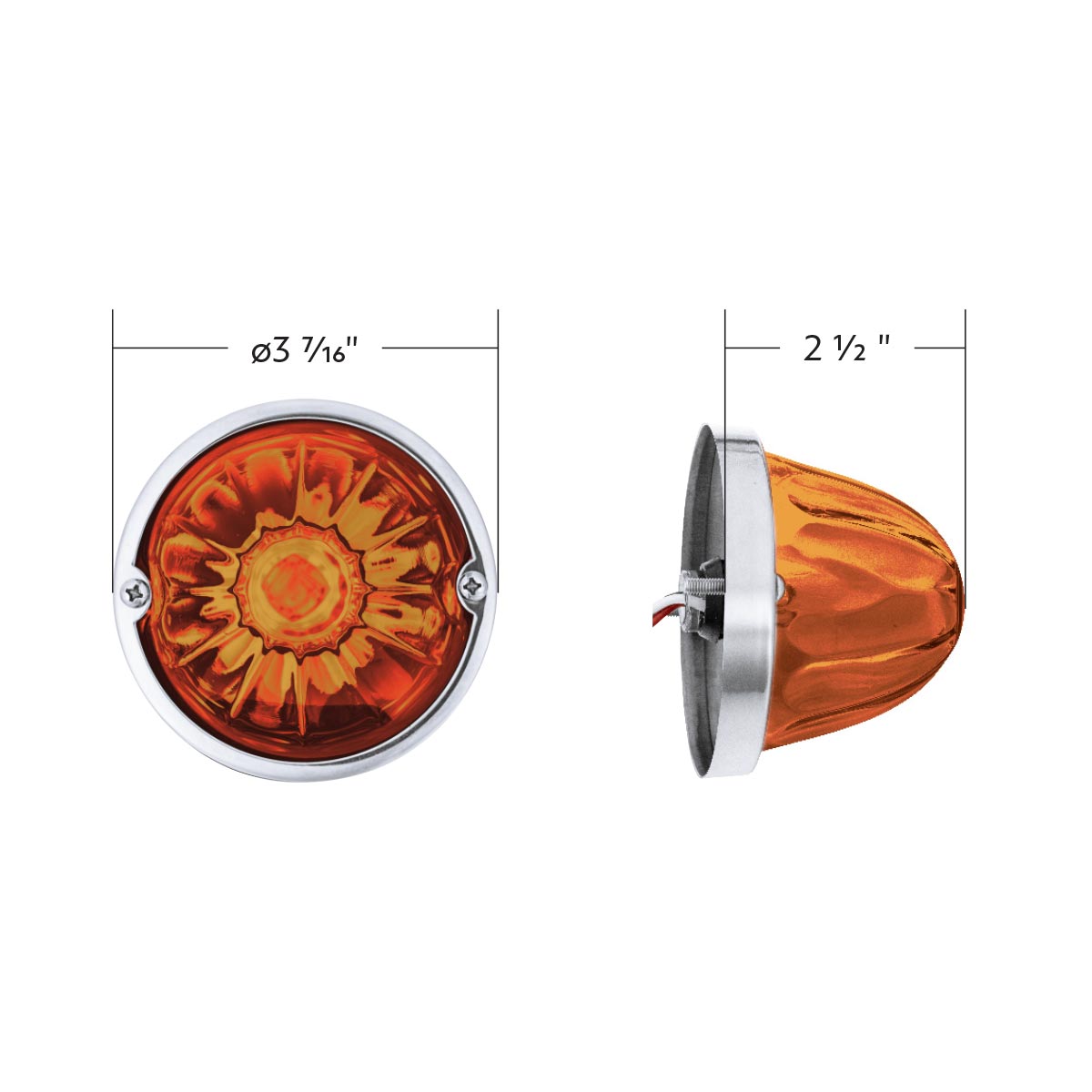 Glass Watermelon Light Kit With 4 LED Light-Amber LED/Dark Amber Lens - Thumbnail 8