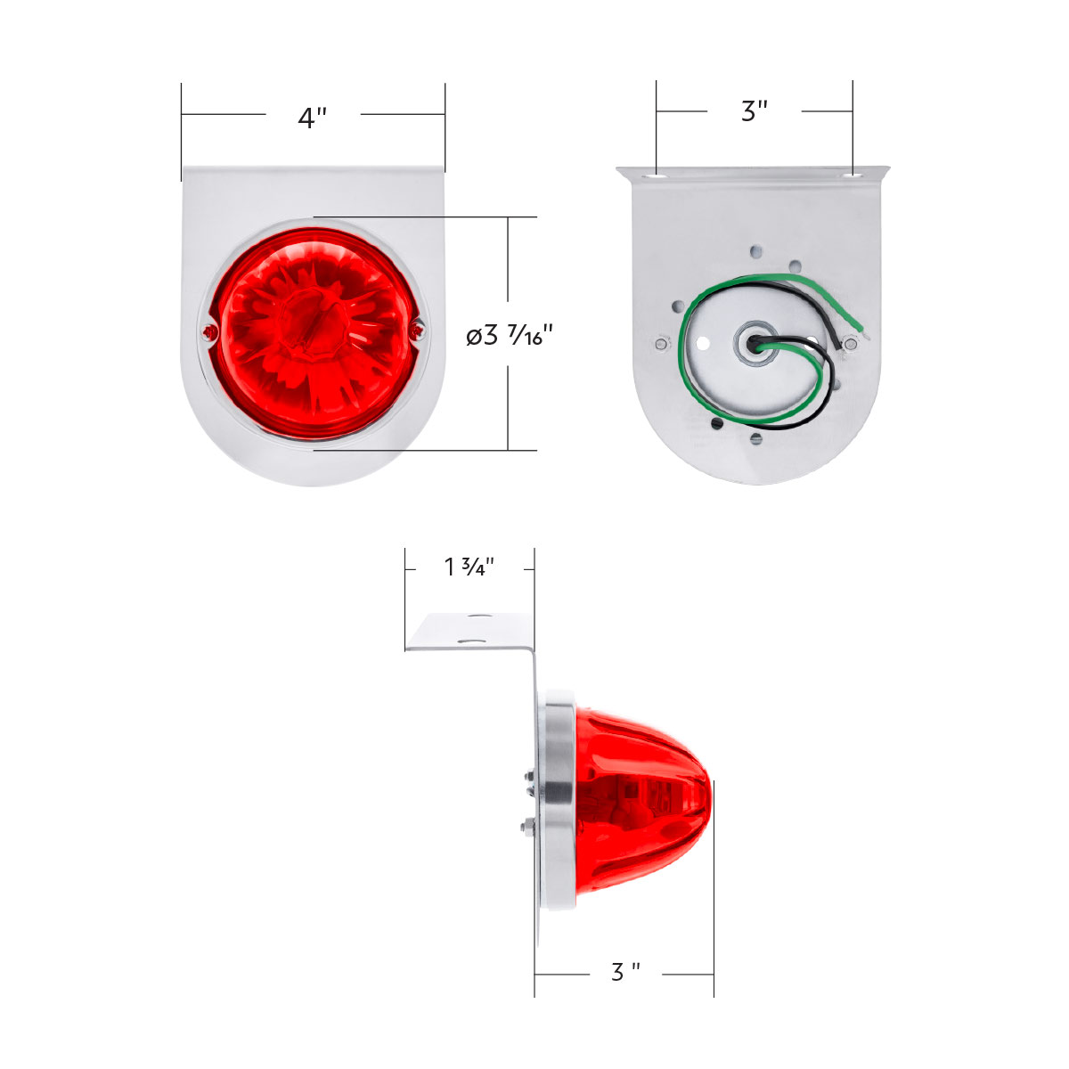 UltraBurst Glass Watermelon Light With Stainless Steel Light Bracket Kit-Red LED/Red Lens - Thumbnail 8