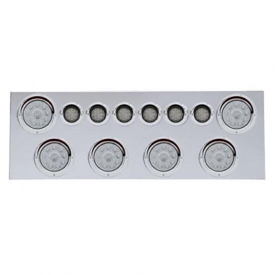 SS Rear Center Panel With 6X 10 LED 4" Lights & 6X 9 LED 2" Lights & Visors -Red LED/Clear Lens