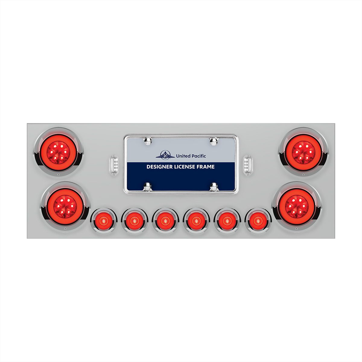 SS Rear Center Panel With 4X 21 LED 4" GloLight & 6X 6 LED 2" GloLight & Visors -Red LED & Lens
