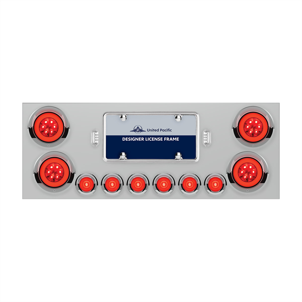 SS Rear Center Panel With 4X 21 LED 4" GloLight & 6X 6 LED 2" GloLight & Visors -Red LED & Lens - Thumbnail 5