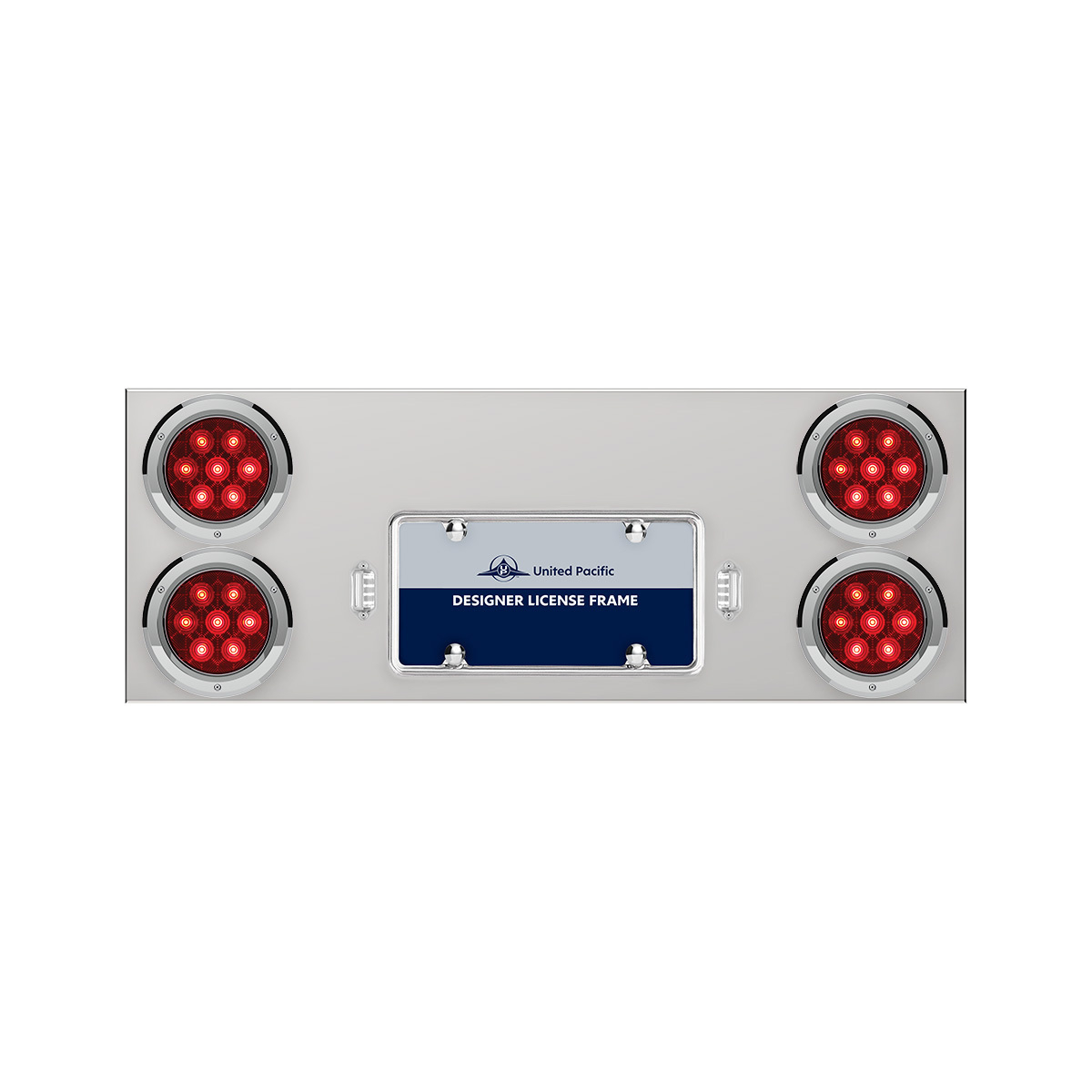 33-3/4" Stainless Rear Center Panel With Four 7 LED 4" Light & Bezel - Red LED/Red Lens - Competition Series - Thumbnail 5