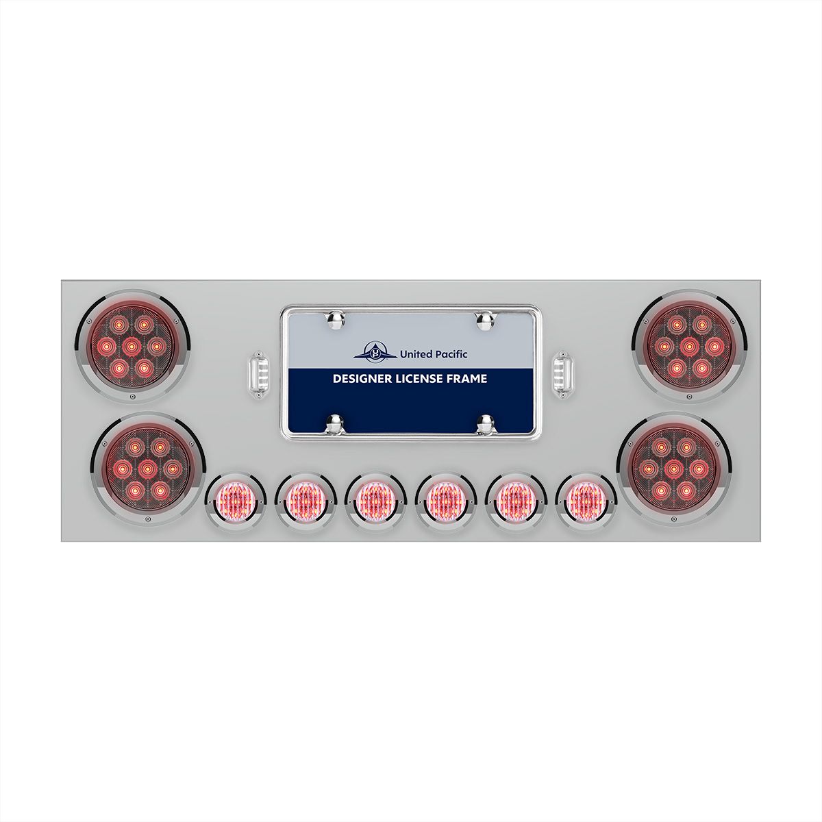 SS Rear Center Panel With 4X Red LED 4" Light & 6X Red LED 2" Light & Bezel -Clear Lens -Comp. Series