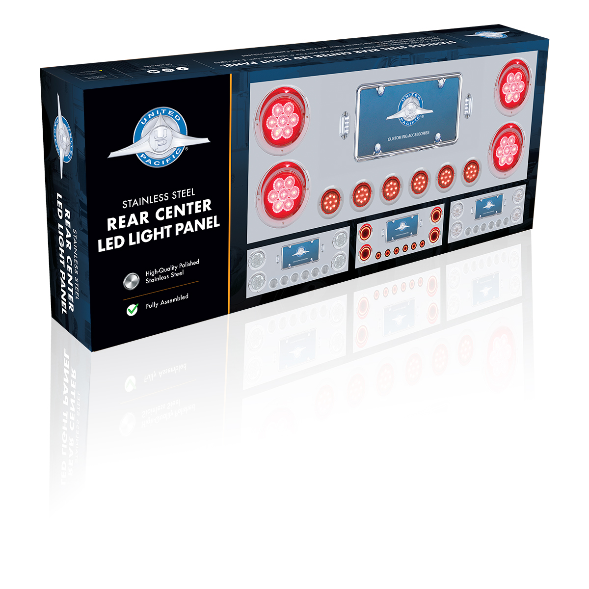 SS Rear Center Panel With 4X Red LED 4" Light & 6X Red LED 2" Light & Bezel -Clear Lens -Comp. Series - Thumbnail 4