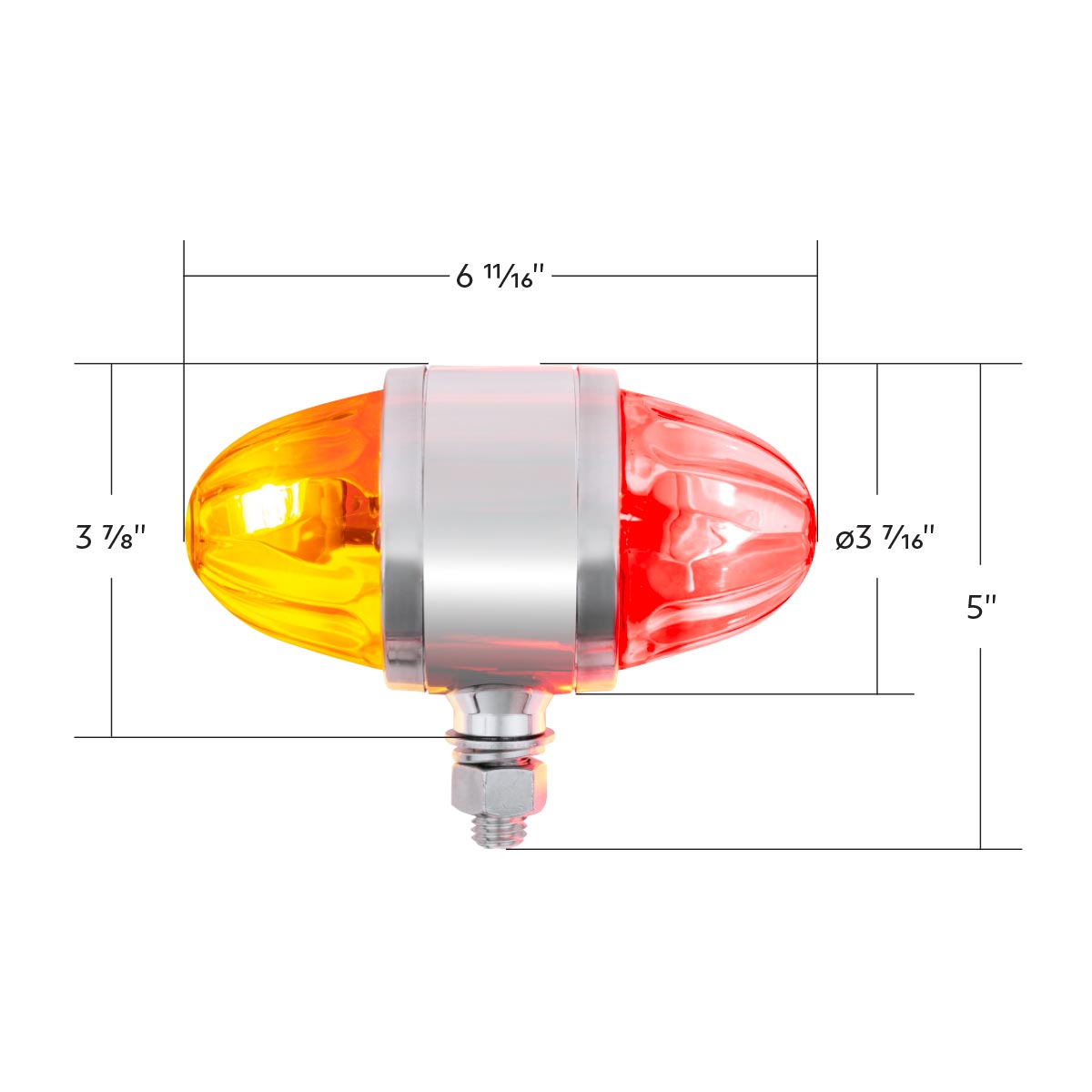UltraBurst Chrome Double Face Glass Watermelon Light-Amber & Red LED/Clear Lens - Thumbnail 10