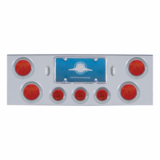 CR Rear Center Panel With 4X 7 LED 4" Reflector Light & 3X 13 LED 2.5" Light & Visor-Red LED & Lens