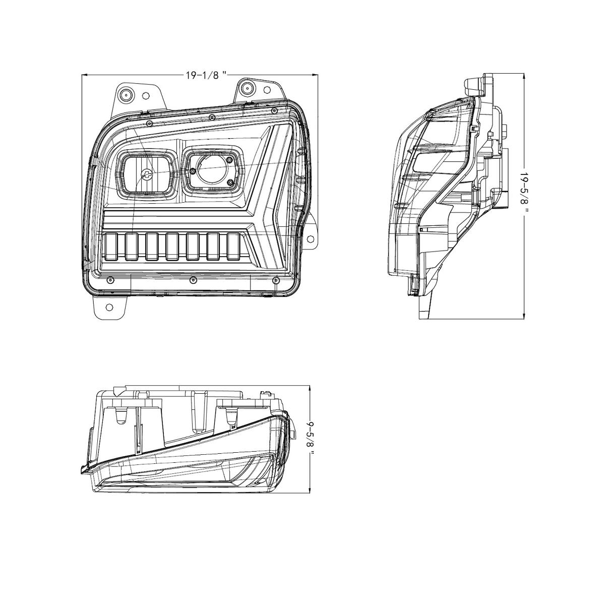 Chrome Headlight With LED DRL Light Bar & Turn Signal For 2018-2024 Kenworth W990-Driver - Thumbnail 9