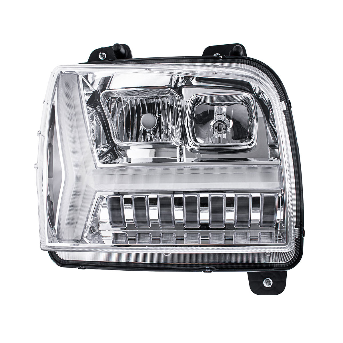 Chrome Headlight With LED DRL Light Bar & Turn Signal For 2018-2024 Kenworth W990-Passenger - Thumbnail 2