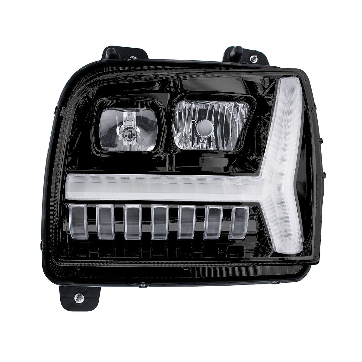 Blackout Headlight With LED DRL Light Bar & Turn Signal For 2018-2024 Kenworth W990-Driver - Thumbnail 2