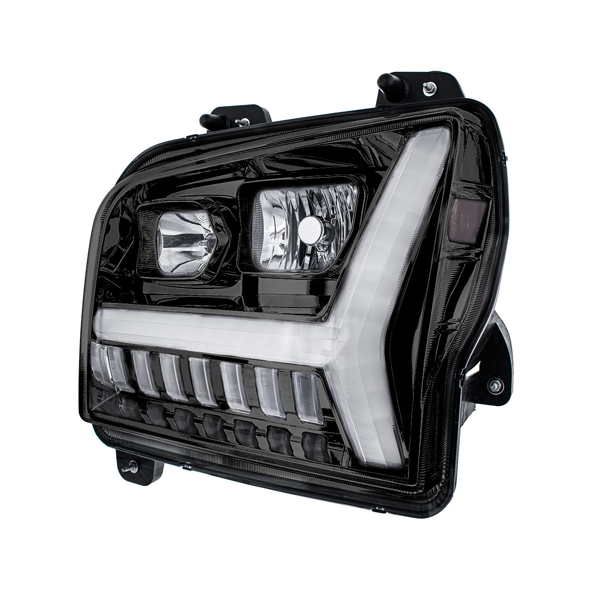 Blackout Headlight With LED DRL Light Bar & Turn Signal For 2018-2024 Kenworth W990-Driver - Thumbnail 4