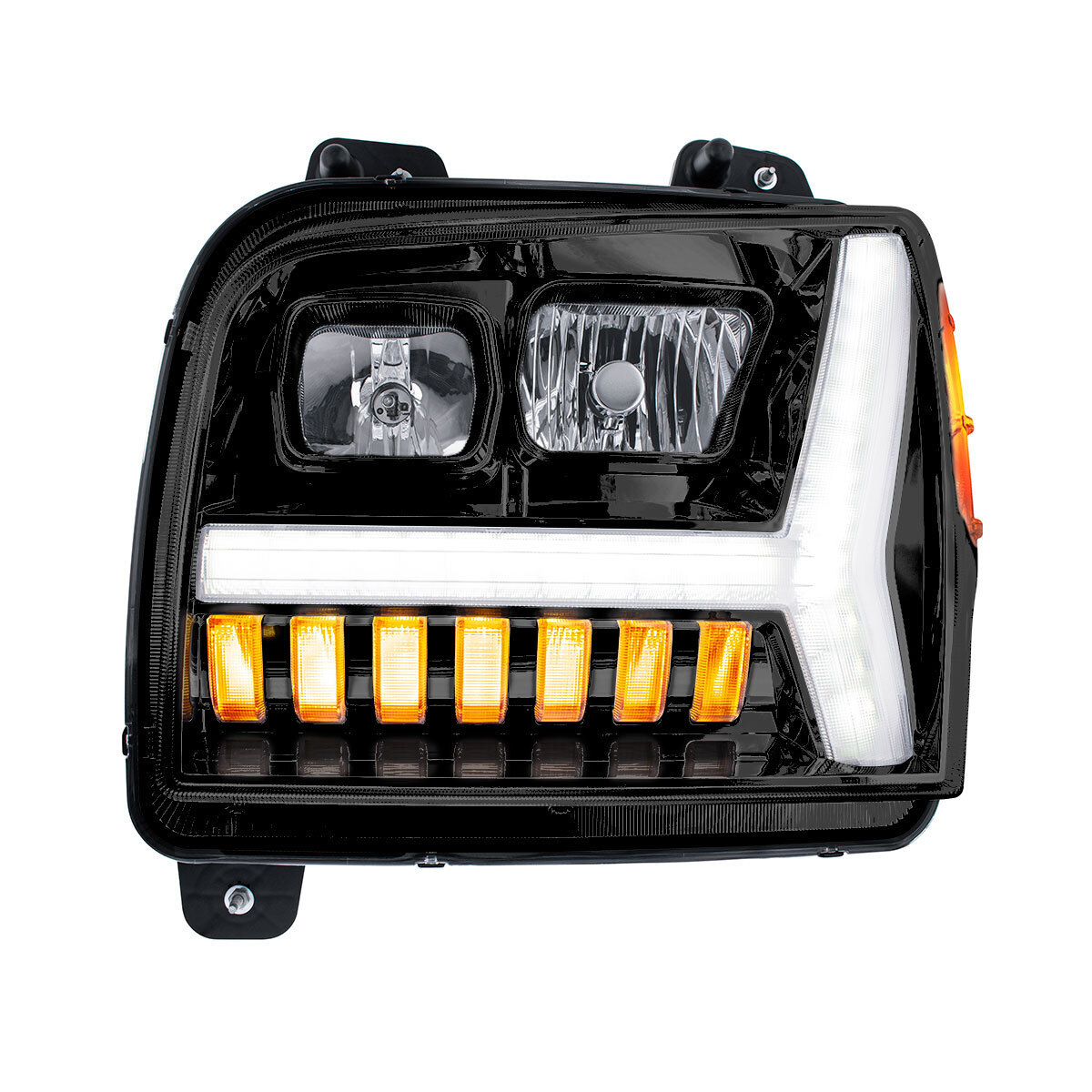 Blackout Headlight With LED DRL Light Bar & Turn Signal For 2018-2024 Kenworth W990-Driver - Thumbnail 10