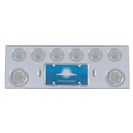 SS Rear Center Panel With 2X 7 LED 4" Reflector Light & 6X 13 LED 2.5" Light & Bezel -Red LED/Clear Lens