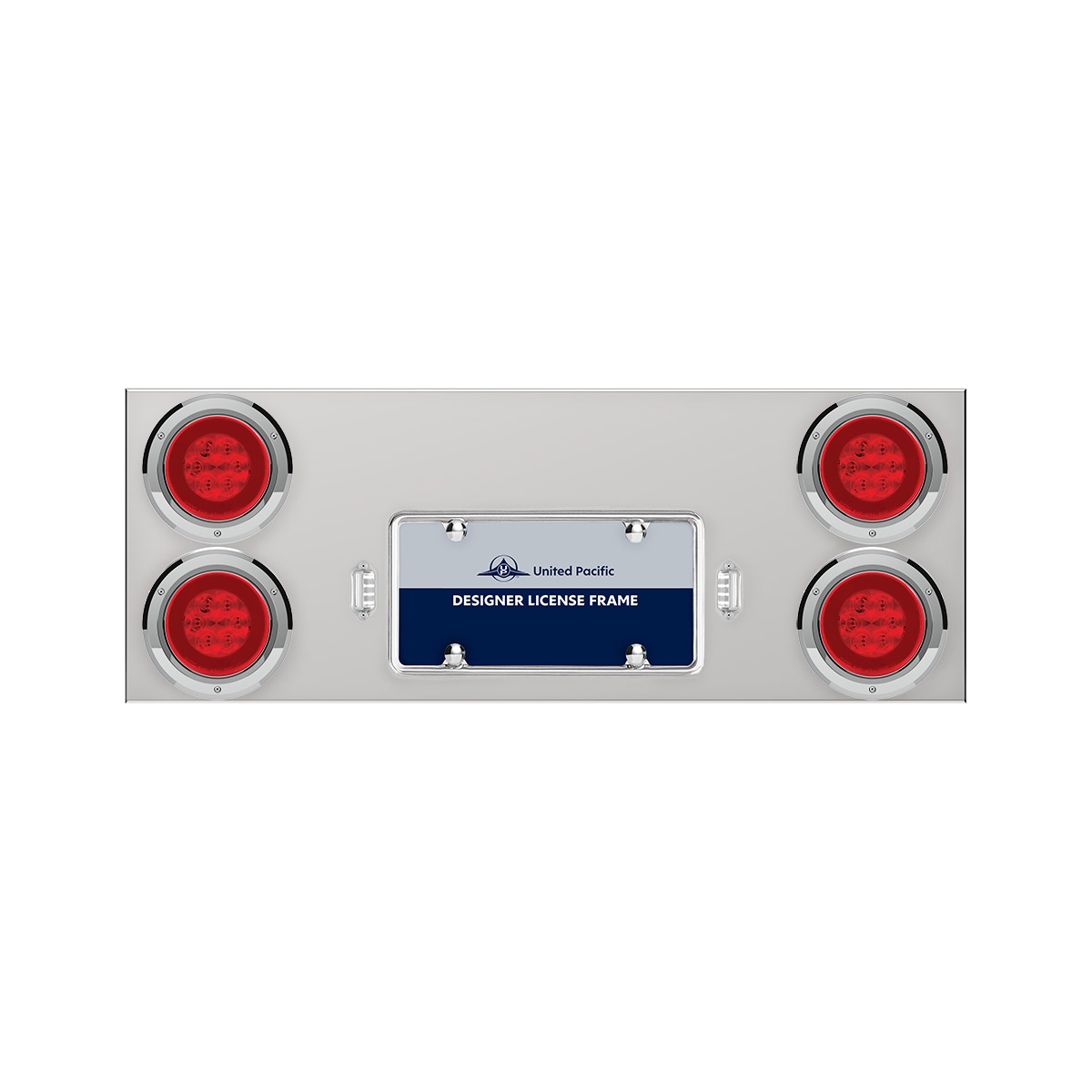 33-3/4" Stainless Rear Center Panel With Four 21 LED 4" GloLight & Bezels - Red LED/Red Lens - Thumbnail 2