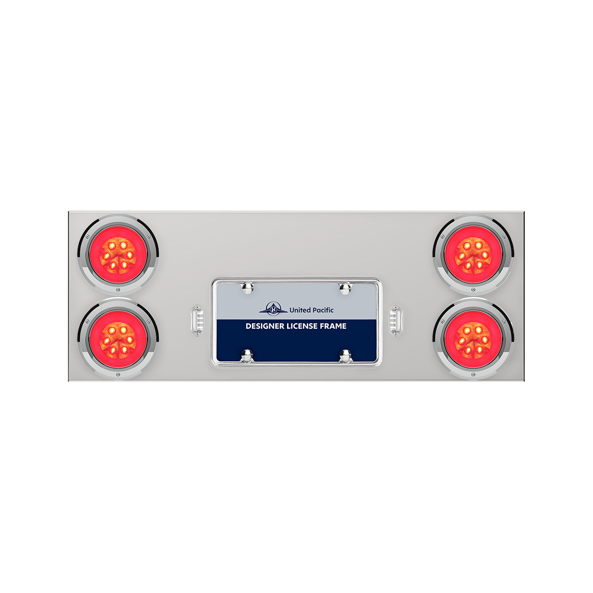 33-3/4" Stainless Rear Center Panel With Four 21 LED 4" GloLight & Bezels - Red LED/Clear Lens - Thumbnail 5