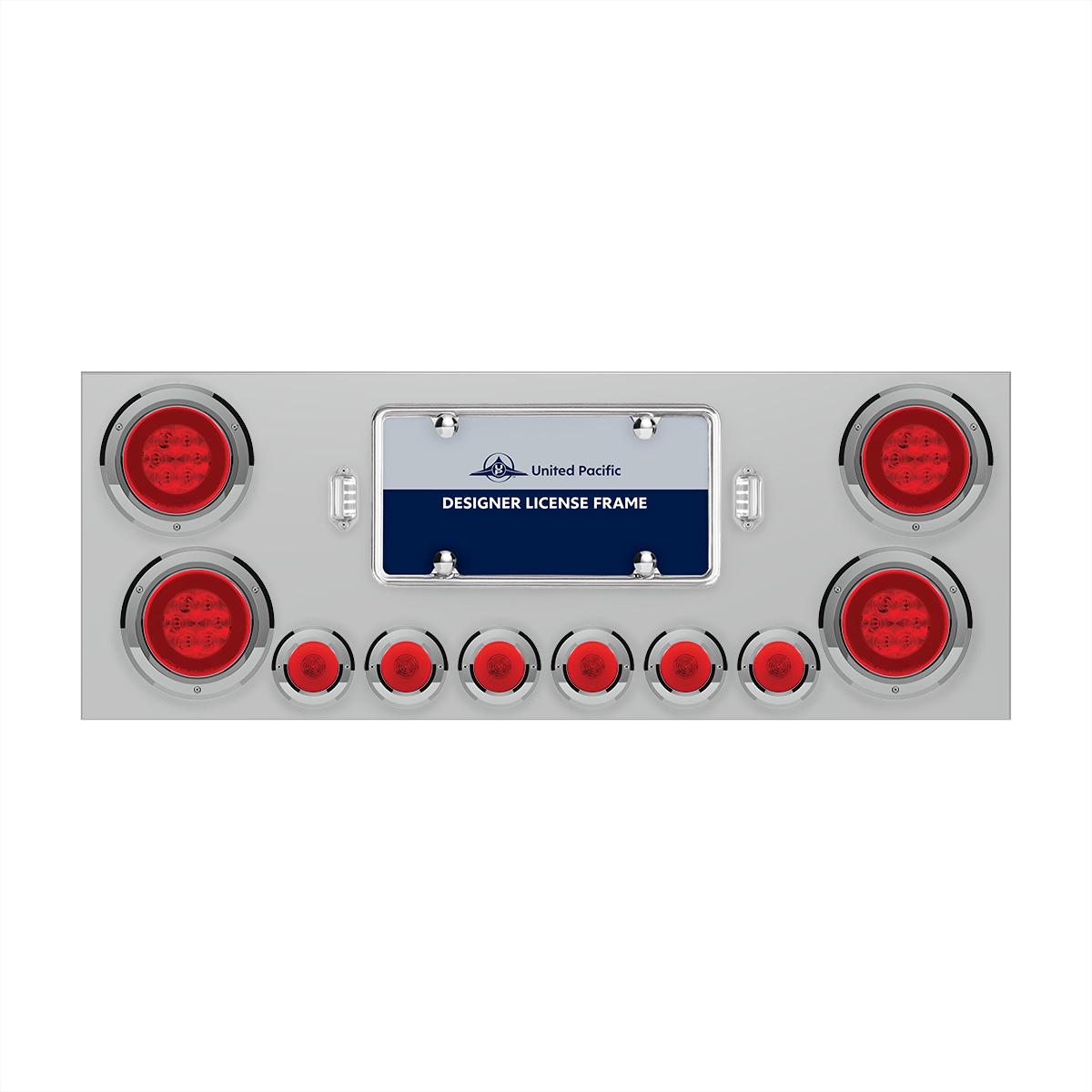 SS Rear Center Panel With 4X 21 LED 4" GloLight & 6X 6 LED 2" GloLight & Bezels -Red LED & Lens - Thumbnail 2