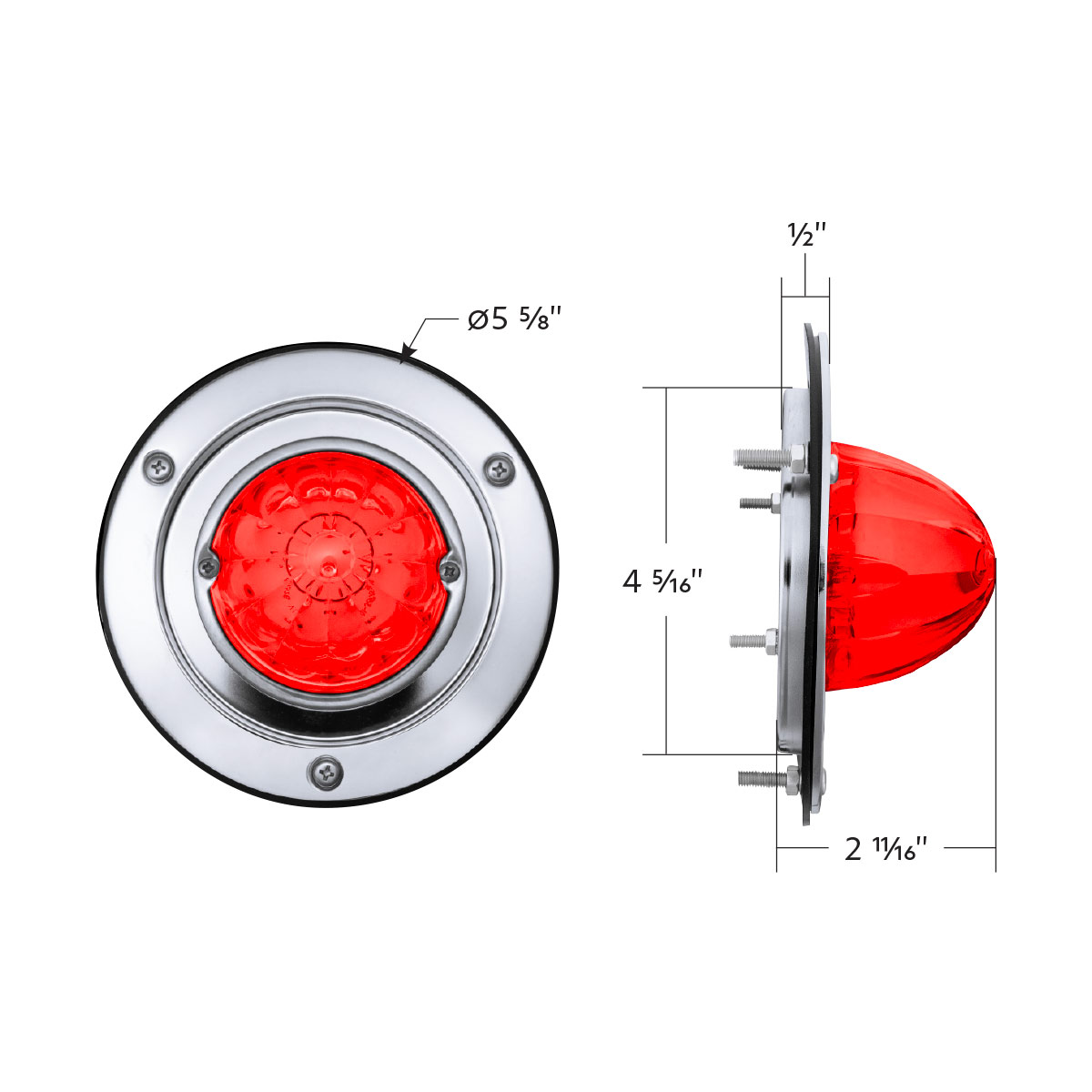 17 LED Dual Function Watermelon Light Sleeper Bunk Kit With 304 Stainless Steel Bezel-Red LED/Red Lens - Thumbnail 11