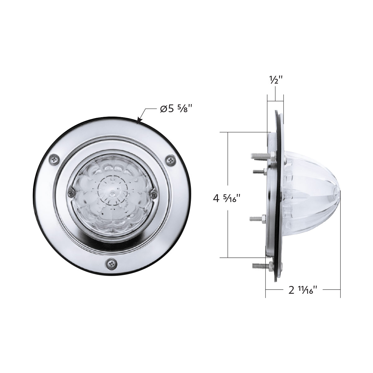 17 LED Dual Function Watermelon Light Sleeper Bunk Kit With 304 Stainless Steel Bezel-Red LED/Clear Lens - Thumbnail 10
